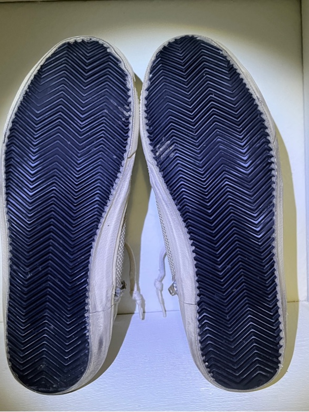 Slide in beige mesh and nylon with blue leather star and flash - Picture 8 of 8